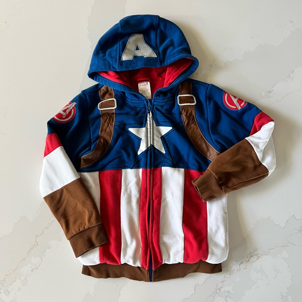 Captain America Disney Parks Zip Up Sweatshirt- Kids Size 9-10